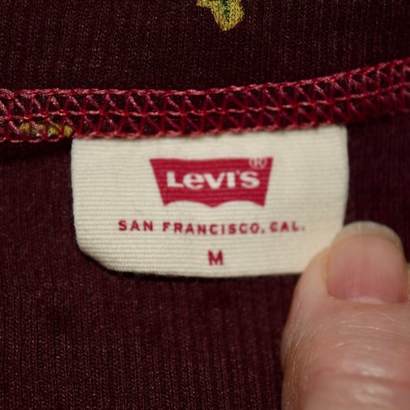 Levi's Sierra Long Sleeve Rib Knit Henly Burgandy M  NWOT - Picture 9 of 11